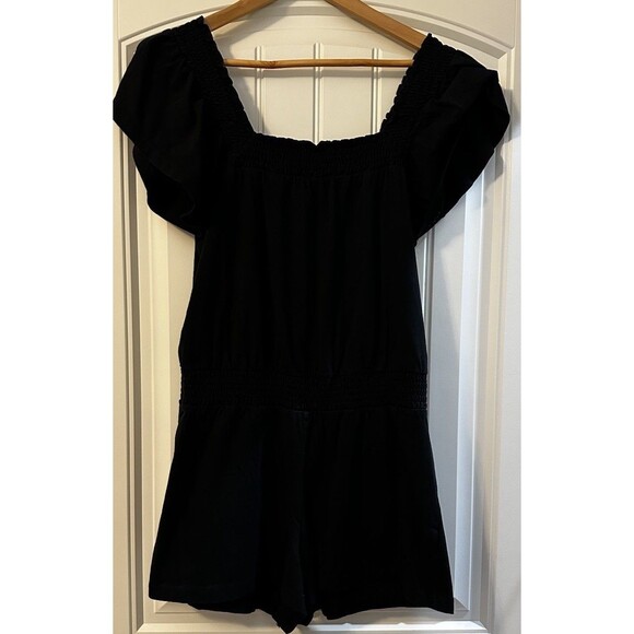 J.Crew Factory Store Pants - J. Crew Factory Smocked Black Short Sleeve Romper S